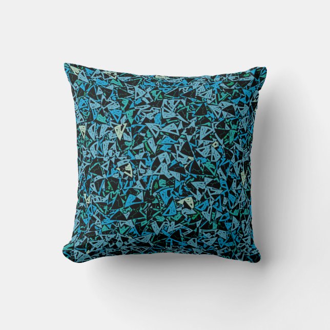 Coussin Triangle bleu vert noir Motif sans couture (Recto)