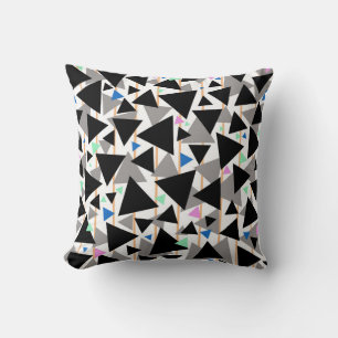 Coussin Triangle géométrique noir et gris