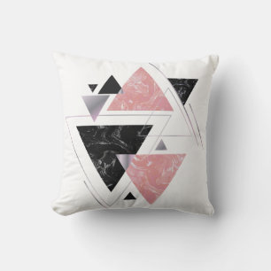 Coussin Triangle géométrique rose et noir