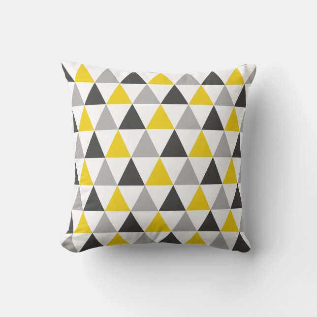 Coussin Triangle gris et jaune Motif à lancer de l'oreille (Recto)