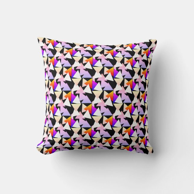 Coussin Triangle Pyramide Art Abstrait Violet Rose (Recto)