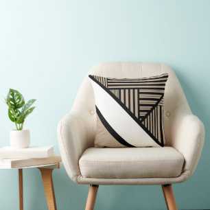 Coussin Triangle - Taupe, noir et blanc
