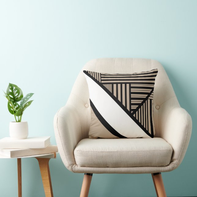 Coussin Triangle - Taupe, noir et blanc (Chaise)