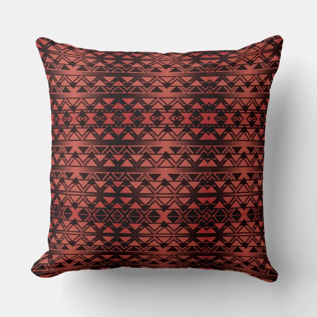 Coussin Triangle Tribal ZigZag sur saumon foncé dégradé (Recto)