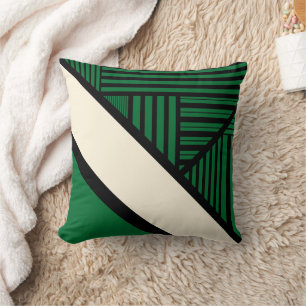 Coussin Triangle - Vert, Crème et Noir