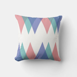 Coussin Triangles bleu et corail