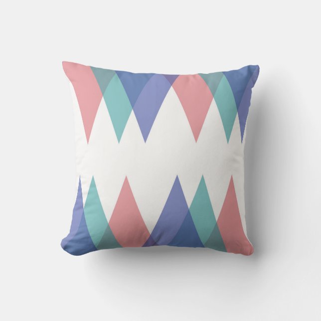 Coussin Triangles bleu et corail (Recto)