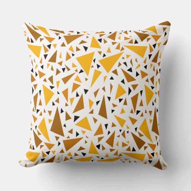 Coussin Triangles brun jaune sur arrière - plan rétro blan (Recto)