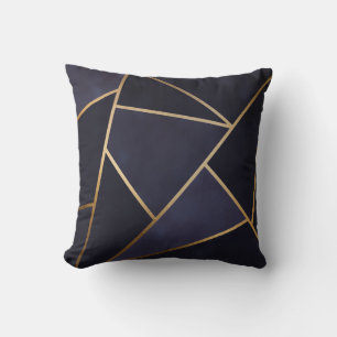 Coussin Triangles dorés géométriques élégants de classe bl