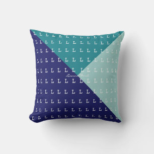 Coussin Triangles et initiales géométriques Motif bleu