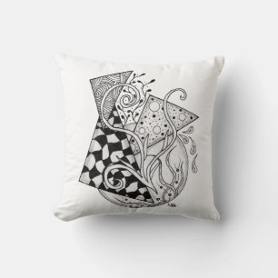 Coussin Triangles floraux, dessin enchevêtré -