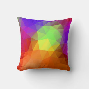 Coussin Triangles géométriques arc-en-ciel 3D