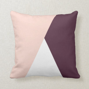 Coussin Triangles géométriques élégants, roses et bord