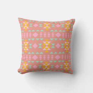 Coussin Triangles géométriques modernes colorés Motif aztè