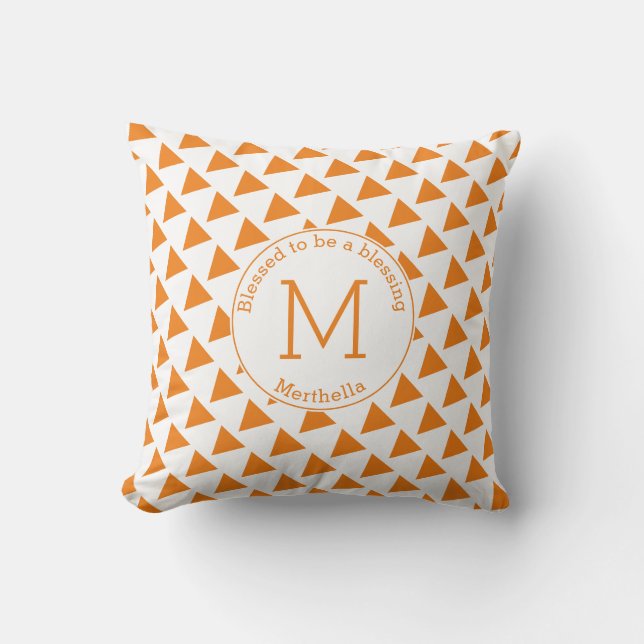 Coussin Triangles géométriques personnalisés Monogramme Or (Recto)