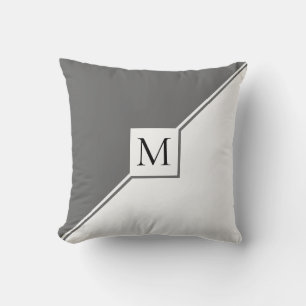 Coussin Triangles gris modernes, monogramme géométrique