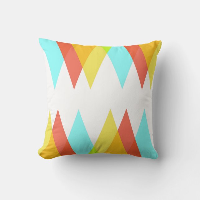 Coussin Triangles jaunes, rouges et bleus cadets (Recto)