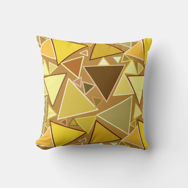 Coussin Triangles modernes du milieu du siècle, Jaune de m (Recto)