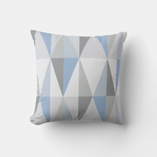 Coussin Triangles modernes du milieu du siècle Sky Blue (Recto)