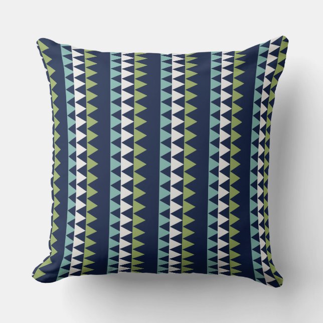 Coussin Triangles Neptune, Seashell, Green et Navy (Recto)