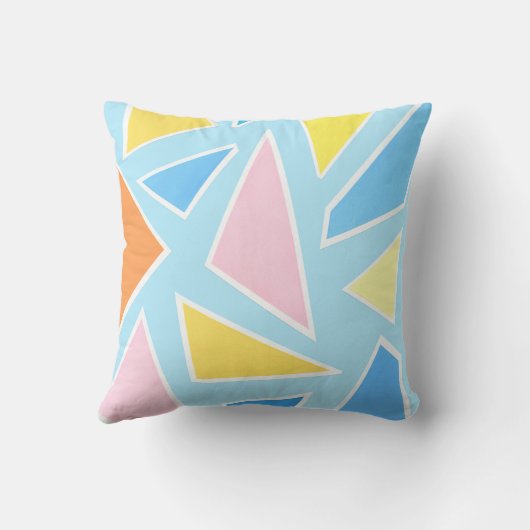 Coussin Triangles pastel sur bleu pâle (Verso)