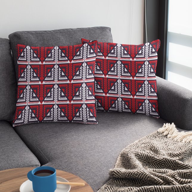 Coussin Triangles Rouge Et Noir (Créateur téléchargé)