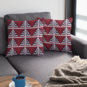 Coussin Triangles Rouges Et Noirs 