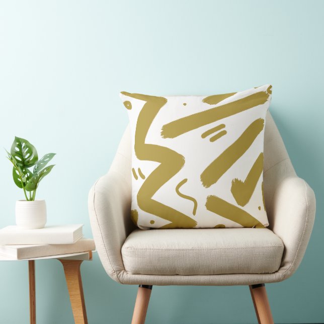 Coussin Tribal Blanc et Or  (Chaise)
