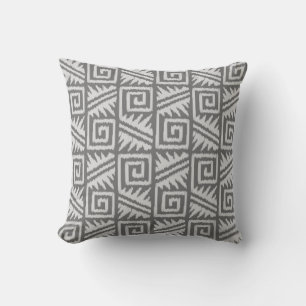 Coussin Tribal d'Ikat Aztec - Nuances de gris / gris