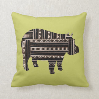 Coussin Tribal ethnique de motif d'hippopotame antique