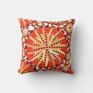 Coussin Tribal Mandala Print, rouille orange et Brown