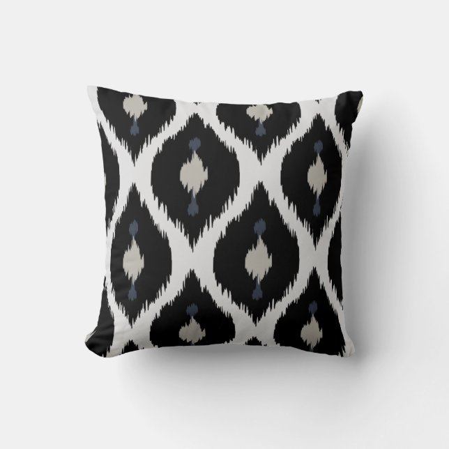 Coussin tribal noir et blanc beige audacieux (Recto)