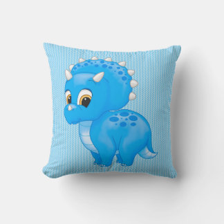 Coussin Tricératops Bébé Bleu Cute Dinosaur