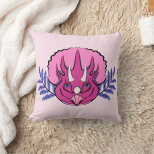 Coussin Tricératops Joli Dinosaur Rose