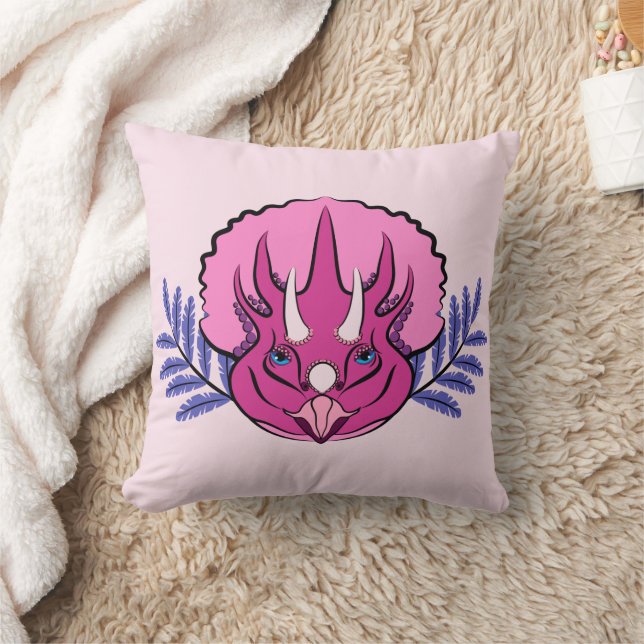 Coussin Tricératops Joli Dinosaur Rose (Couverture)