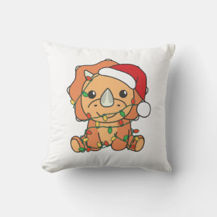 Coussin Tricératops Noël Animaux d'hiver Dinos de vacances