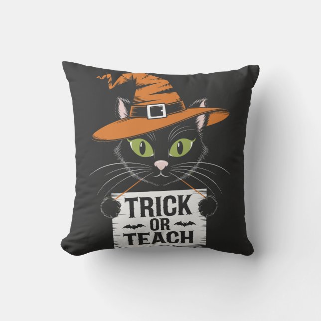 Coussin Trick or Teach Halloween Chat - Prof drôle (Recto)