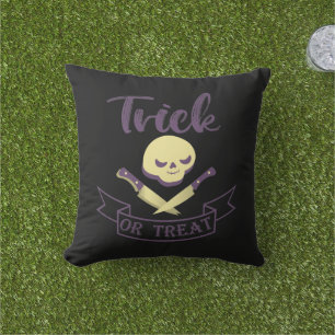 Coussin Trick or treat crâne tête de mort ruban Halloween 