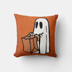 Coussin Trick ou traitement Ghost Orange Faux Parties scin