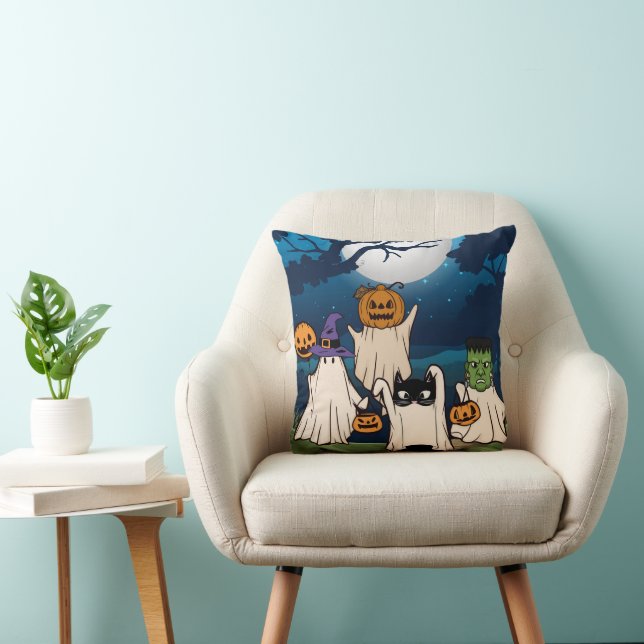 Coussin Trick ou traitements fantômes Lancer l'oreiller (Chaise)