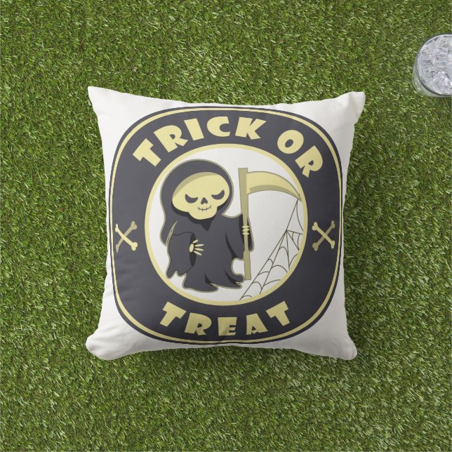 Coussin Trick ou traiter Halloween griffeur caractère (Herbe)