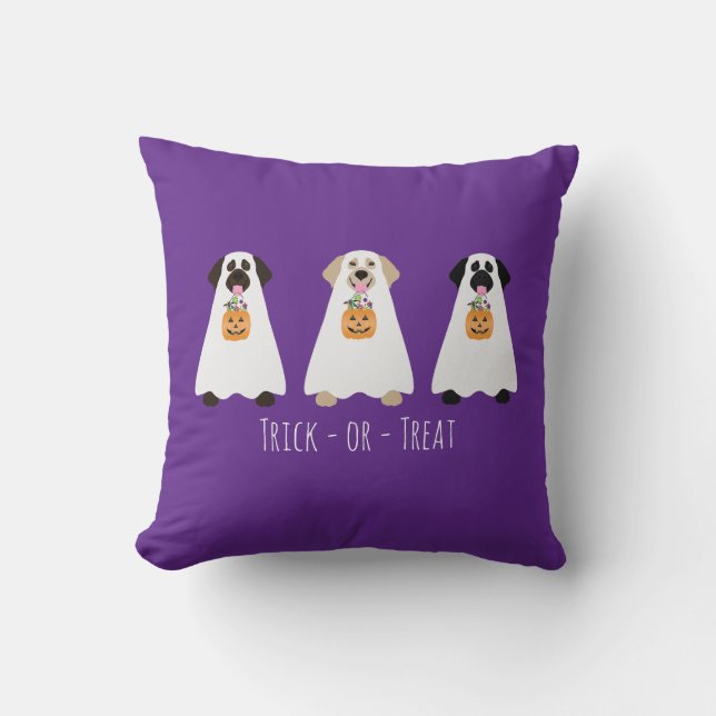 Coussin Trick Ou Treat Labrador Retriever Ghost Dogs (Recto)