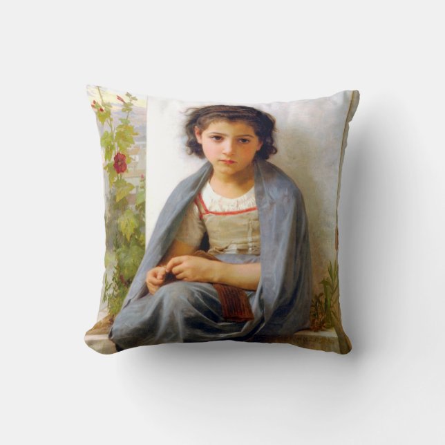 Coussin Tricot fille, Bouguereau (Recto)