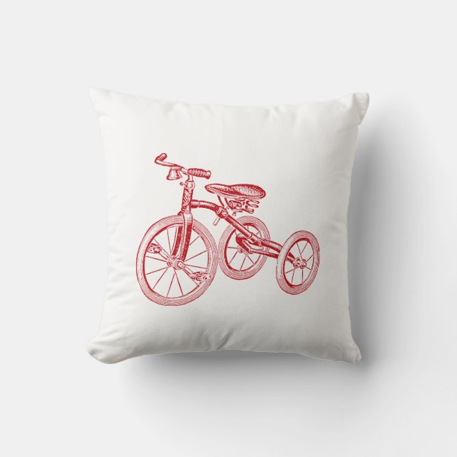 Coussin Tricycle rouge vintage (Recto)