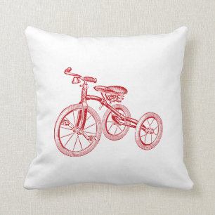 Coussin Tricycle rouge vintage