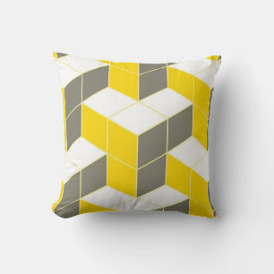 Coussin Trident cubique isométrique gris et jaune sans joi
