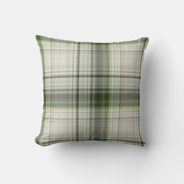 Coussin Trilliums blancs Carreaux verts et blancs (Recto)