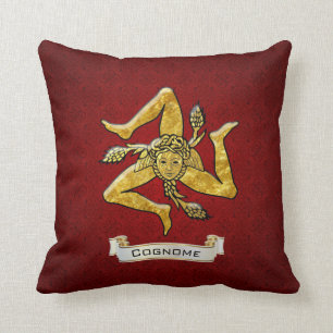 Coussin Trinacria sicilien Deco rouge personnalisent