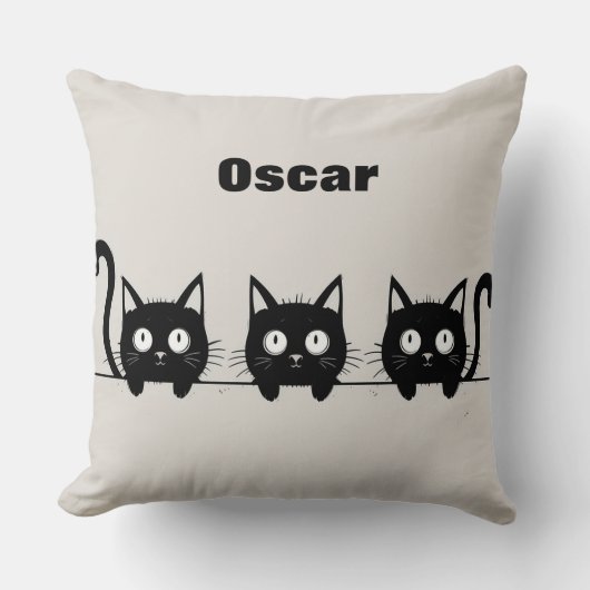 Coussin Trio adorable de chats noirs (Recto)