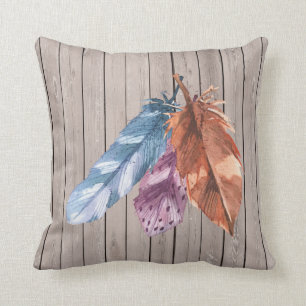 Coussin Trio de brun bleu de pourpre de plumes